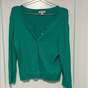 Lilly Pulitzer Green Cardigan Sweater V-Neck Knit